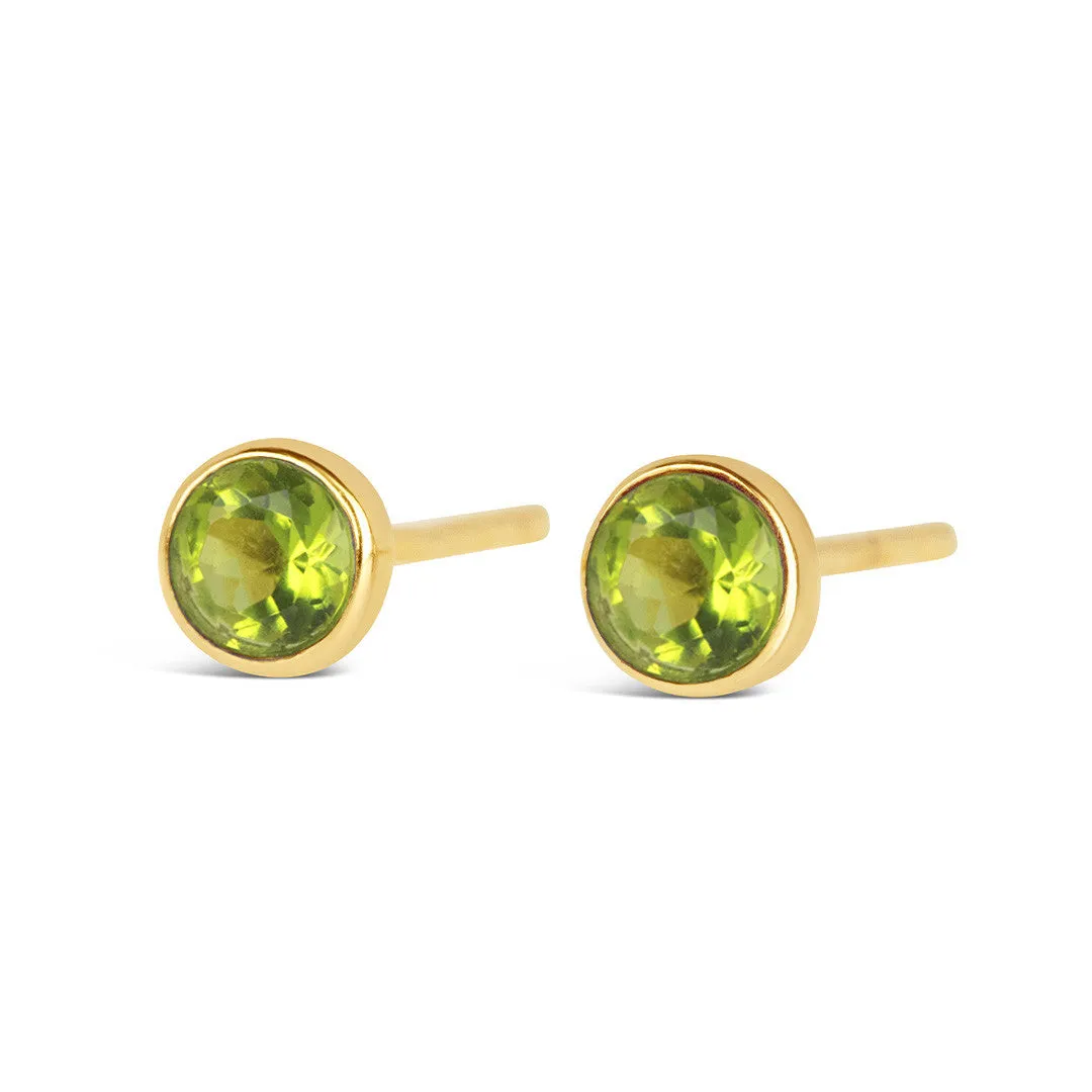 Peridot Mini Stud Earrings | Gold - August