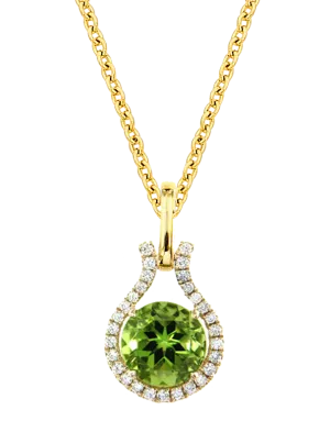 Peridot Pendant - 14ct Yellow Gold Peridot and Diamond Pendant - 786912