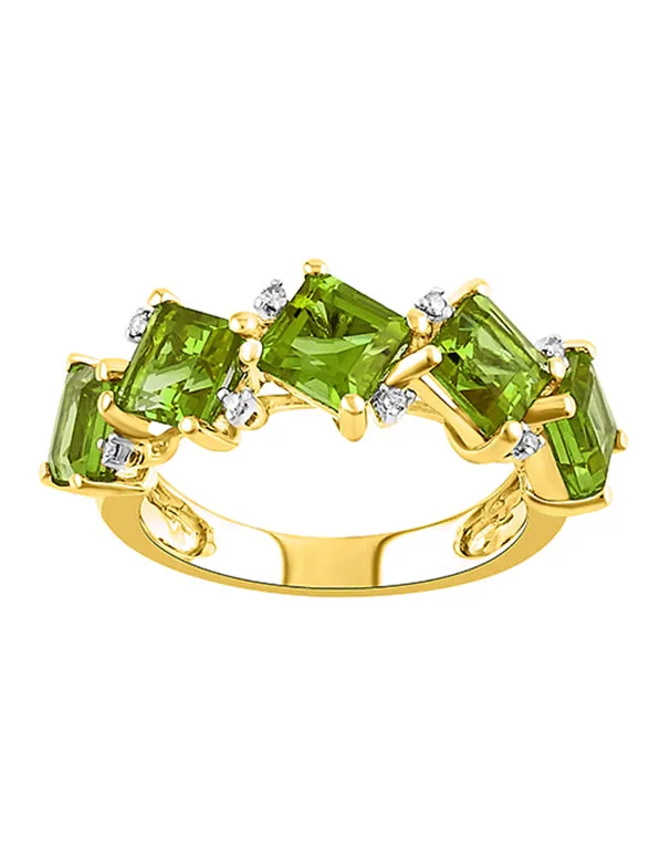 Peridot Ring - 10ct Yellow Gold Peridot and Diamond Ring - 786379