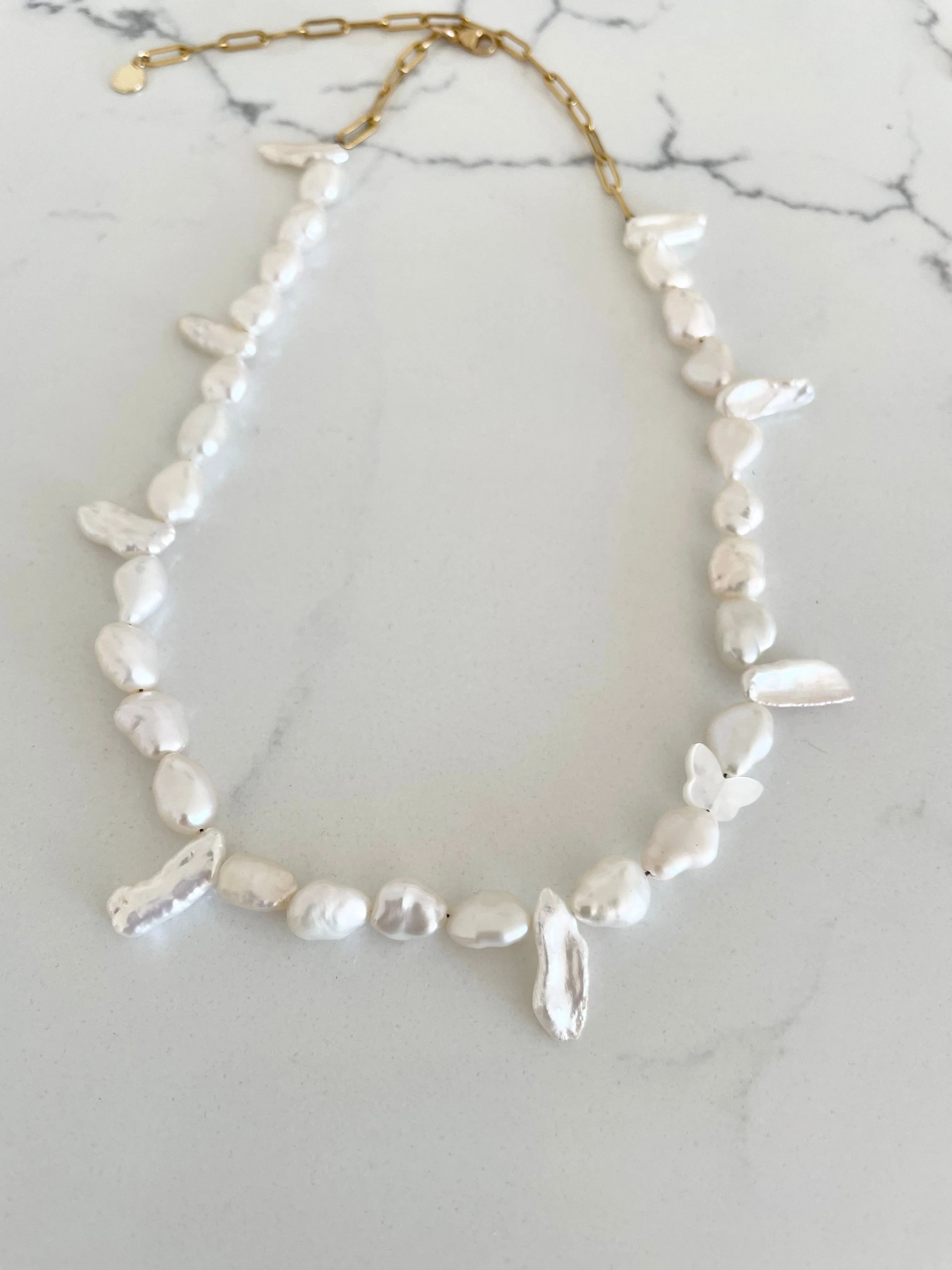 Petite Wings Pearl Necklace