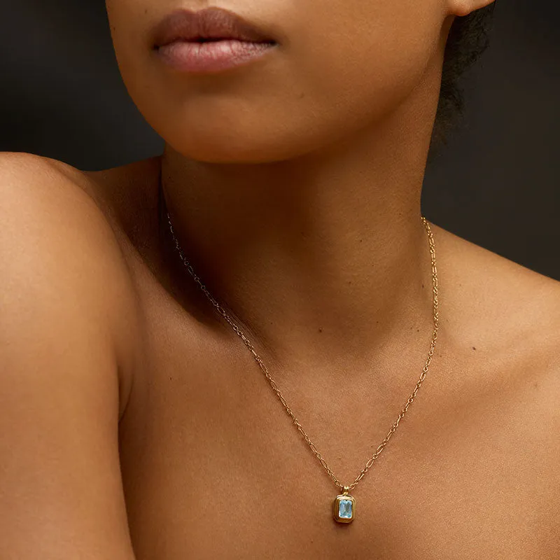 Petra Necklace, Blue Topaz, Gold