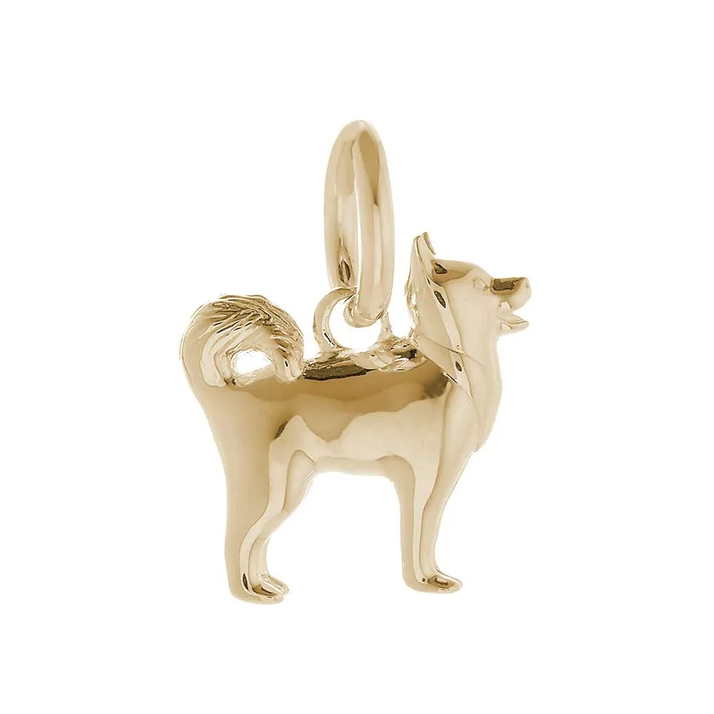 Pomsky Solid Gold Dog Charm