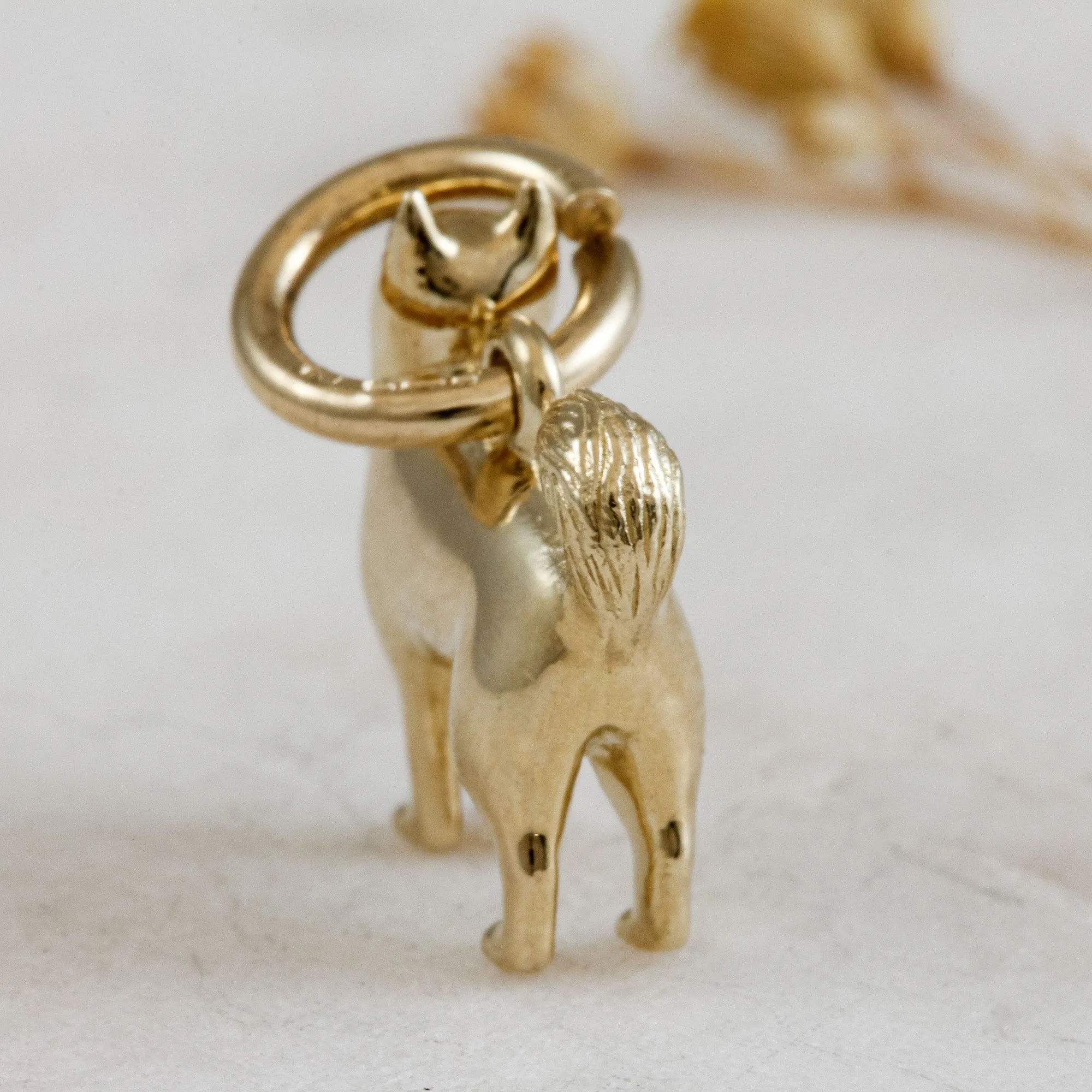Pomsky Solid Gold Dog Charm