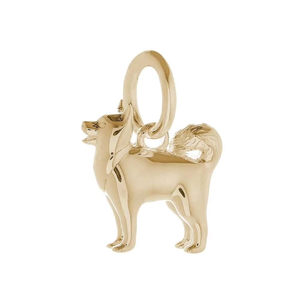 Pomsky Solid Gold Dog Charm
