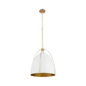 Quorum Jamie 860-1-0880 Pendant - Studio White / Aged Brass 15" Transitional