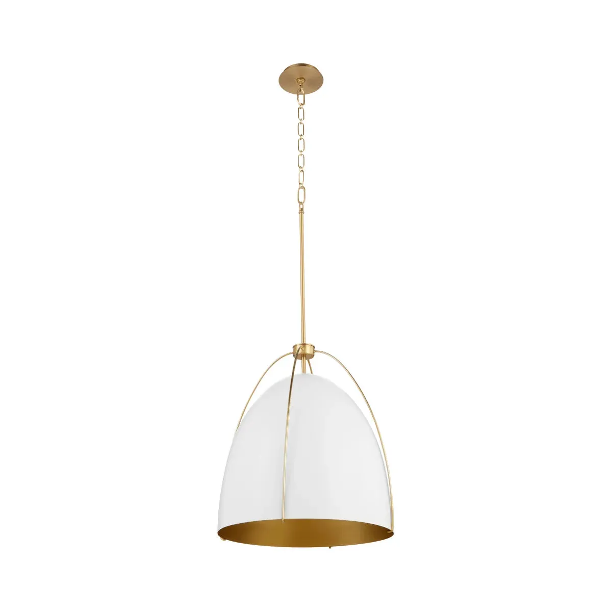 Quorum Jamie 860-1-0880 Pendant - Studio White / Aged Brass 15" Transitional
