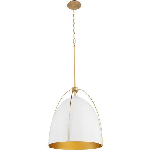 Quorum Jamie 860-1-0880 Pendant - Studio White / Aged Brass 15" Transitional