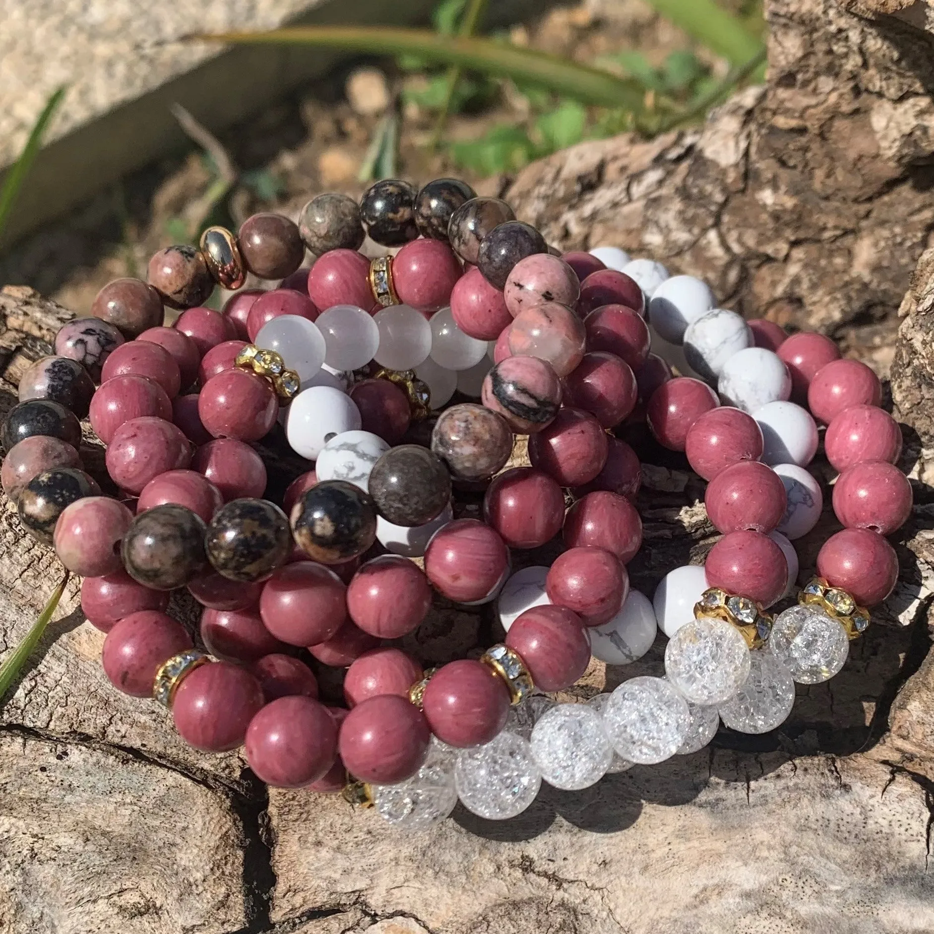 "Friendship" pink rhodonite bracelet
