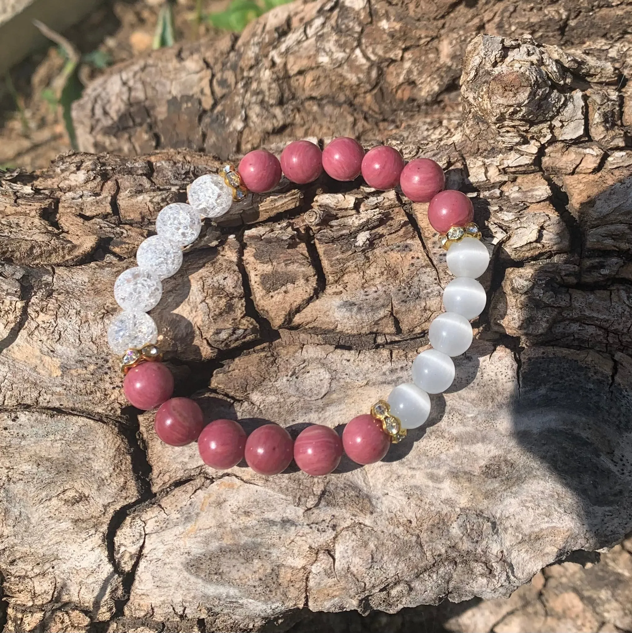 "Friendship" pink rhodonite bracelet