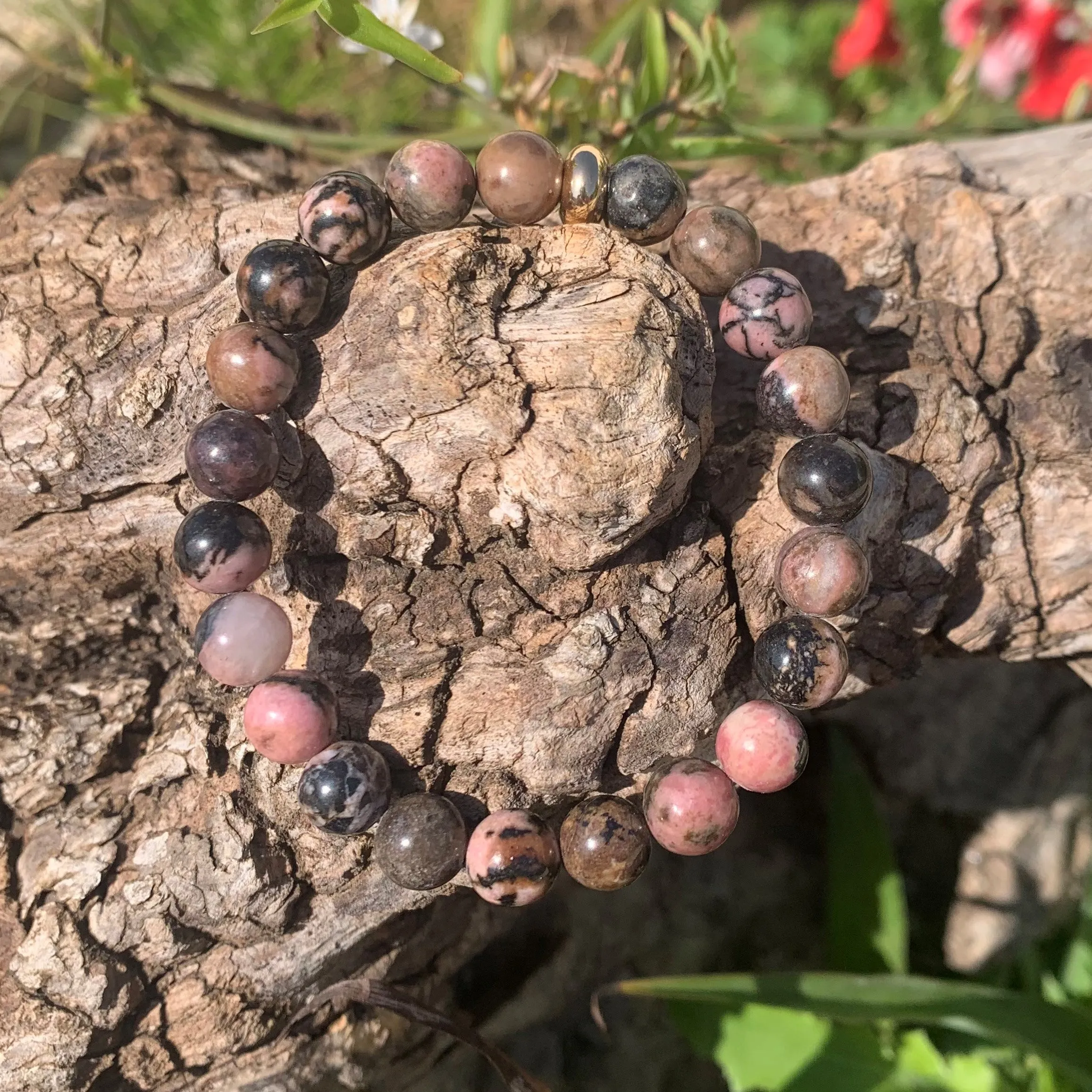 "Friendship" pink rhodonite bracelet