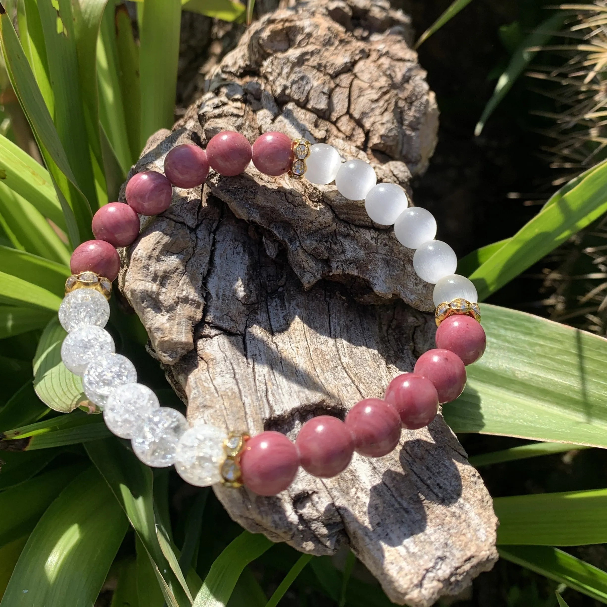 "Friendship" pink rhodonite bracelet