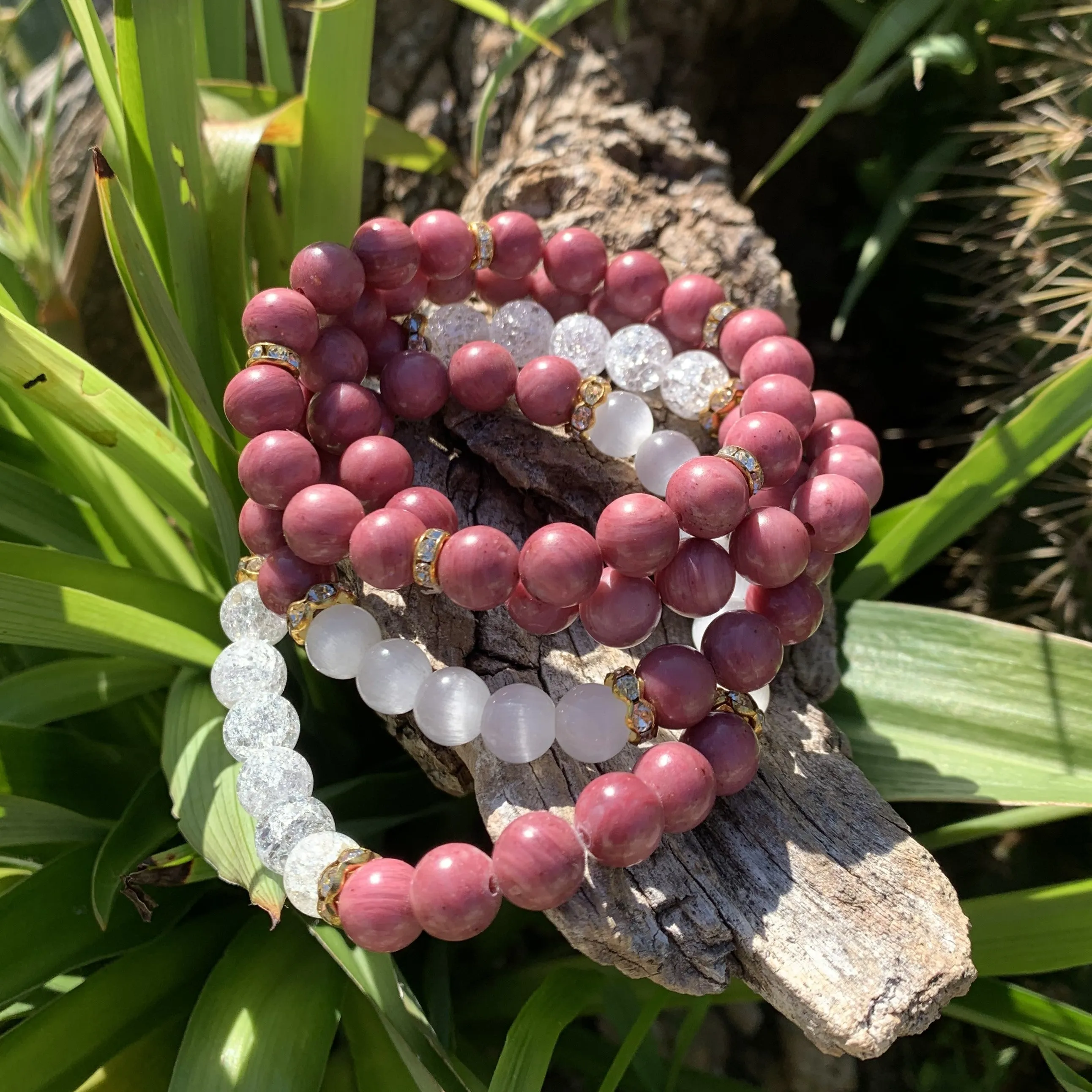"Friendship" pink rhodonite bracelet