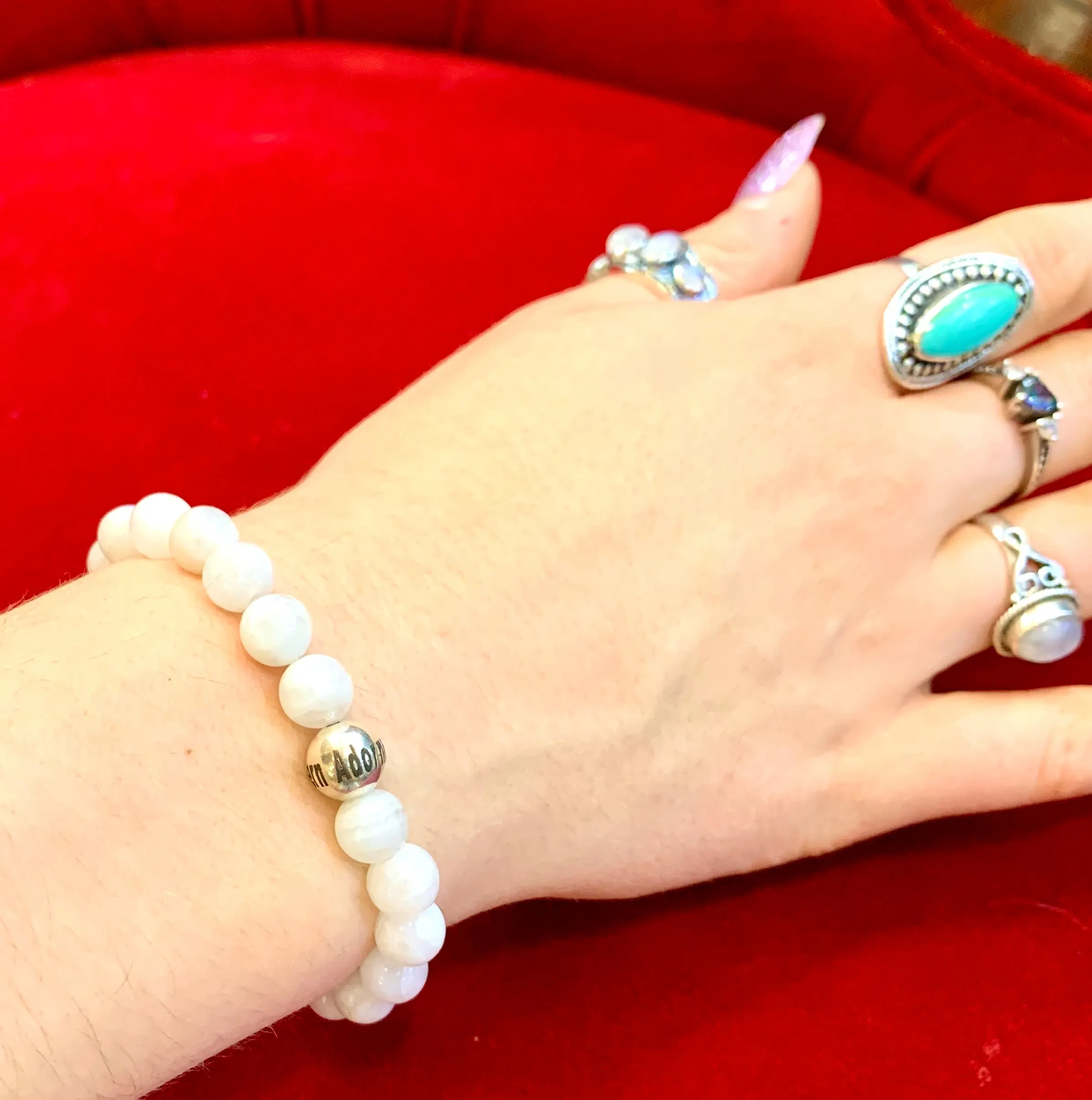 Rainbow Moonstone Bead Bracelet