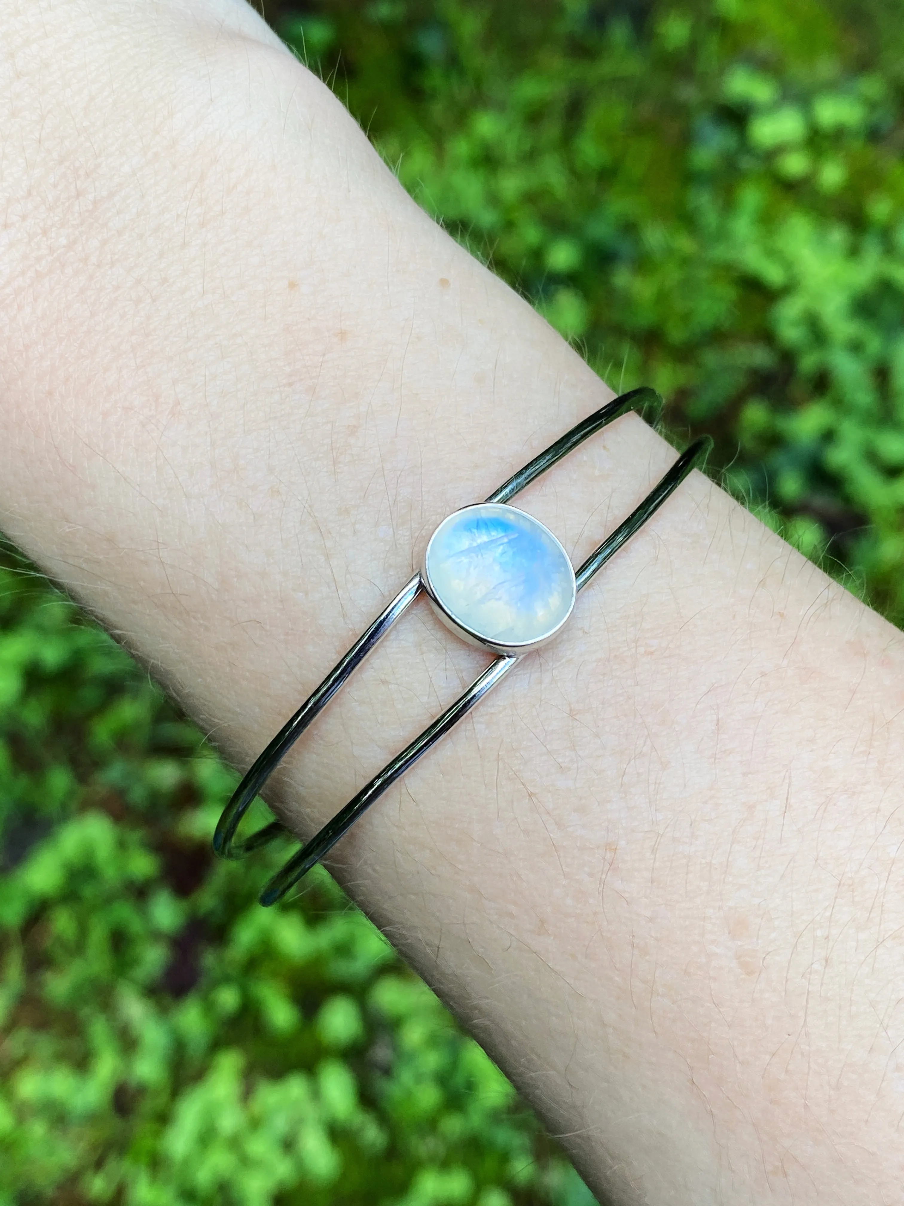 Rainbow Moonstone Cuff Bracelet