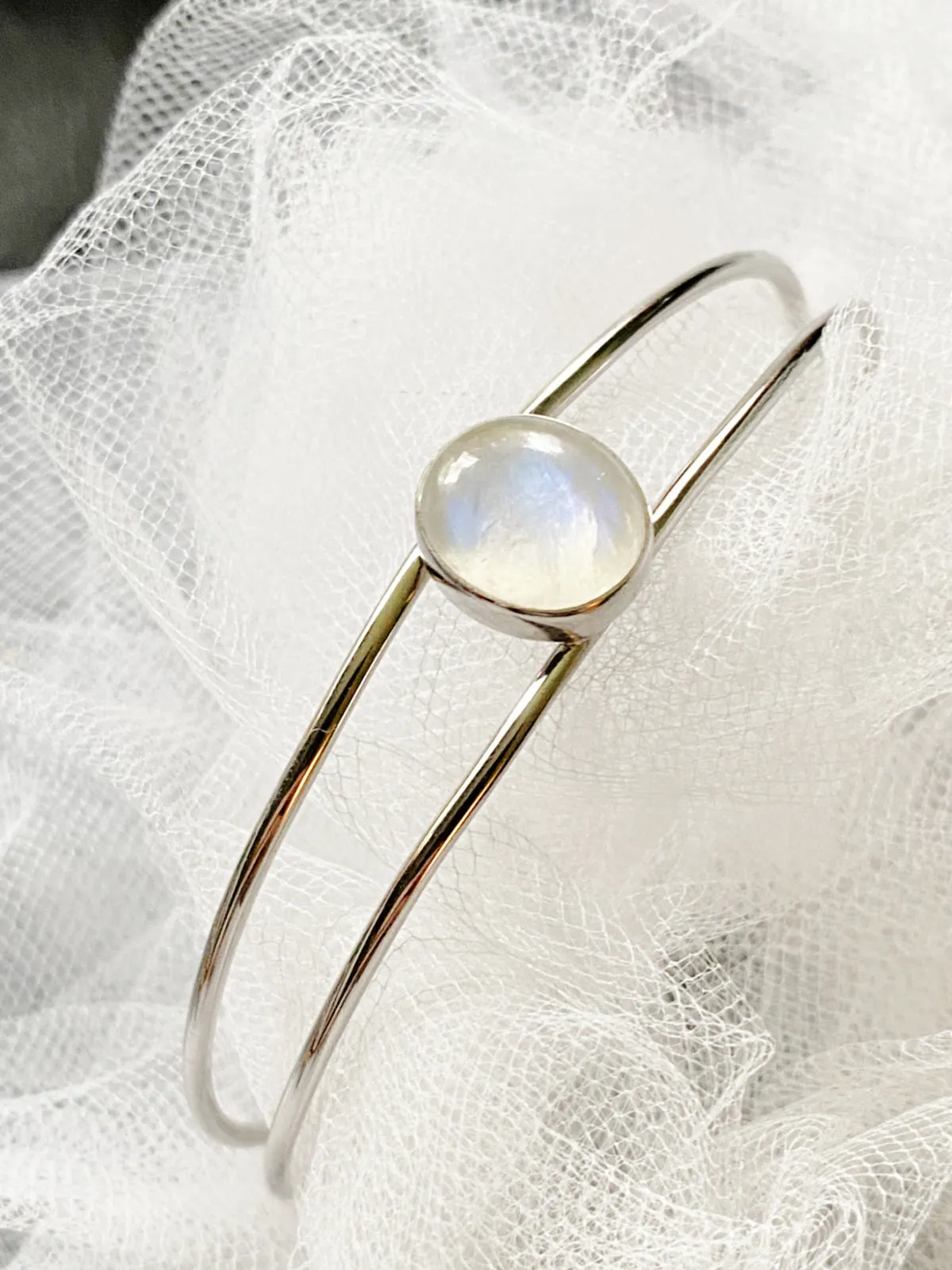 Rainbow Moonstone Cuff Bracelet