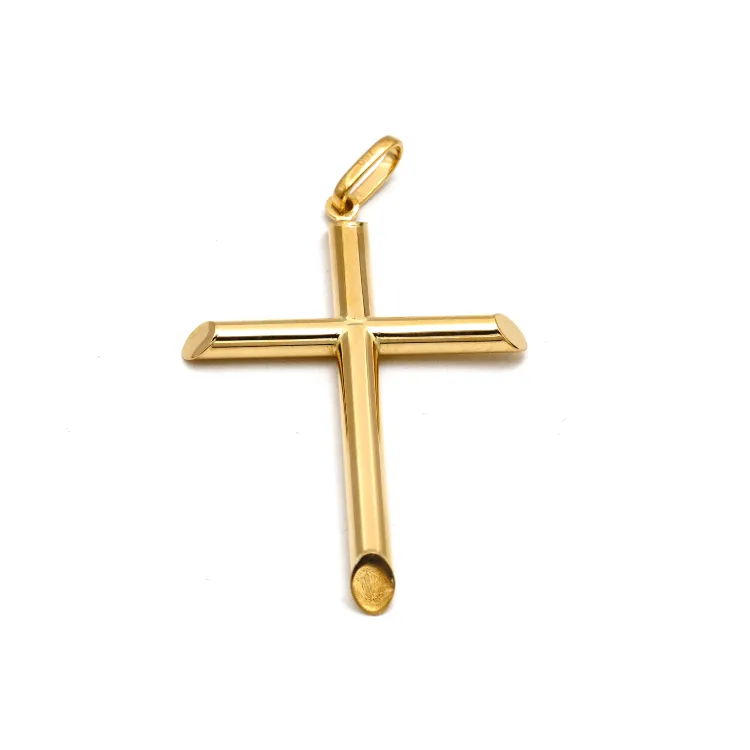 Real Gold 3D Plain Big Cross Sleek Pendant 1211 P 1920