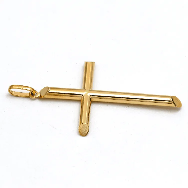 Real Gold 3D Plain Big Cross Sleek Pendant 1211 P 1920