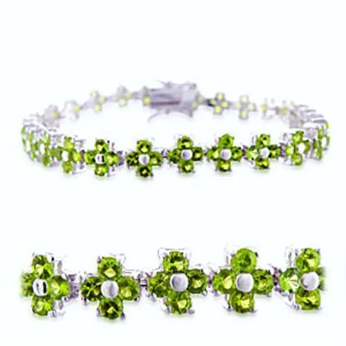 Rhodium Brass Bracelet with Synthetic Spinel in Peridot for Women Style 36715