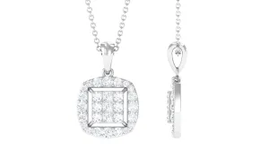 Round and Princess Cut Moissanite Pendant in Illusion Setting