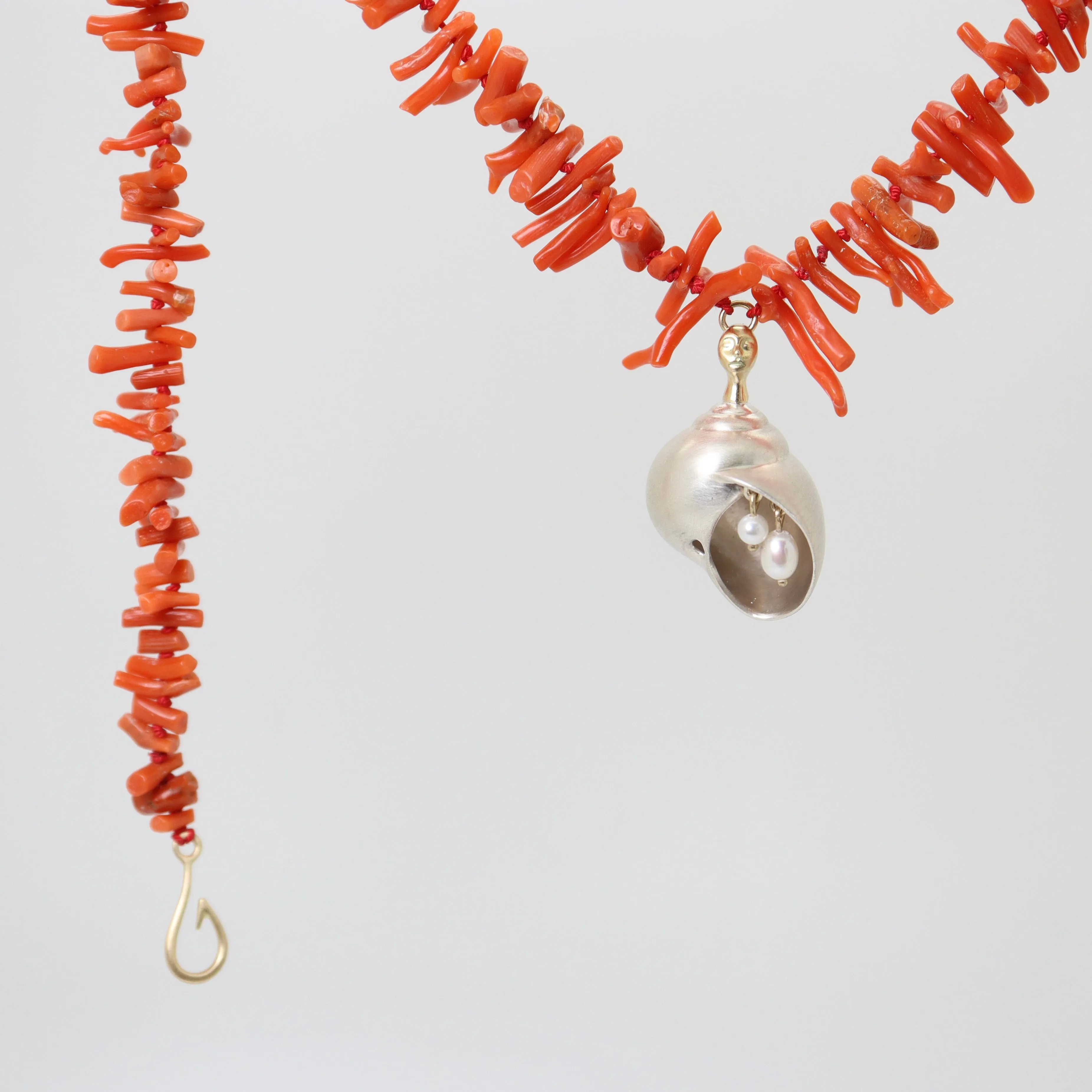 Salacia Coral   Pearl Shell Cameo Necklace
