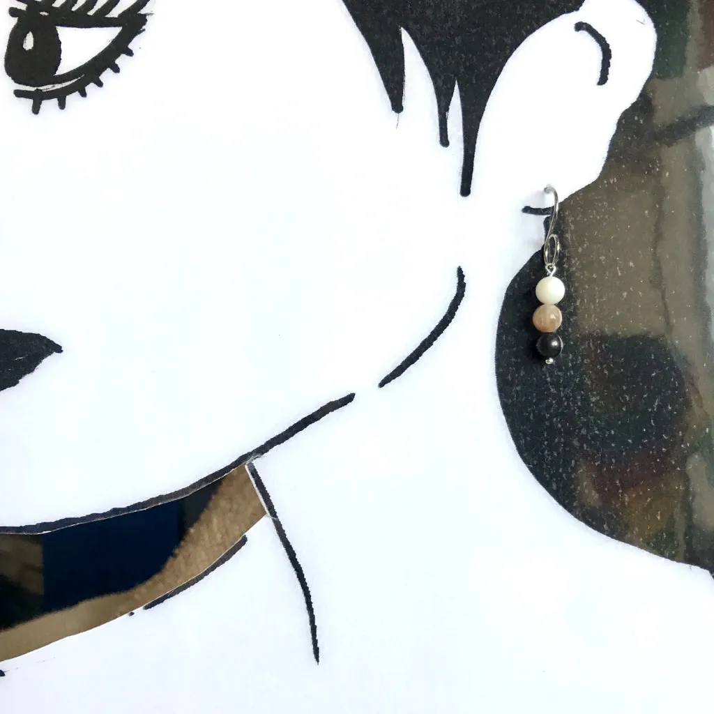 Shungite & Moonstone Earrings, Divine Feminine, Inner Goddess