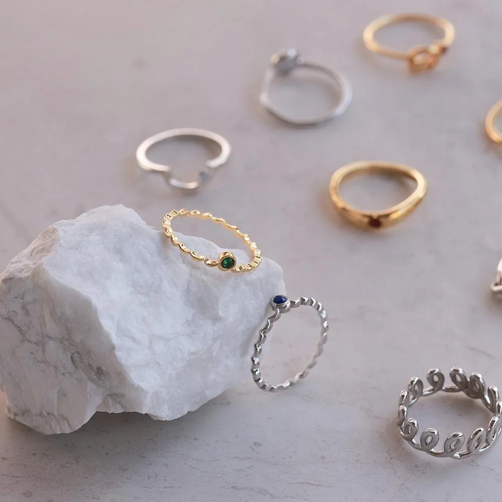 Silver Tone Curved Pinky Ring