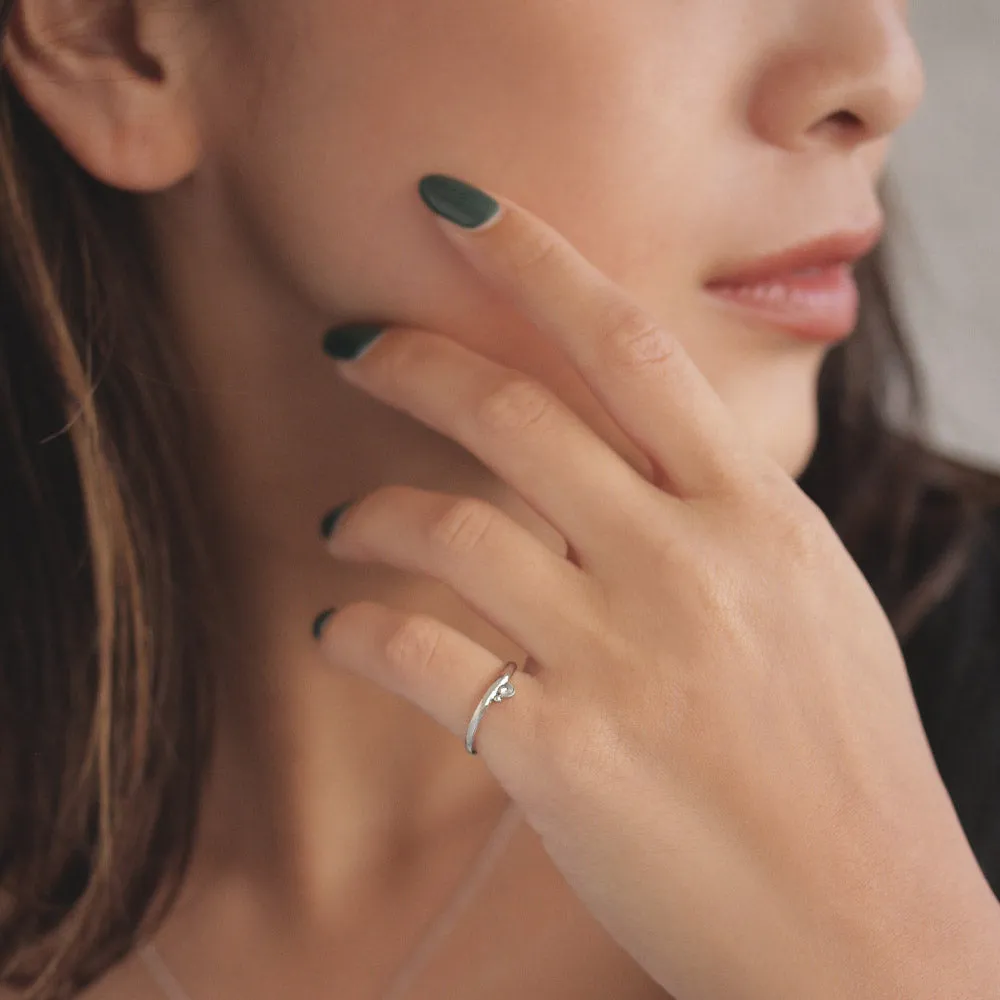 Silver Tone Curved Pinky Ring