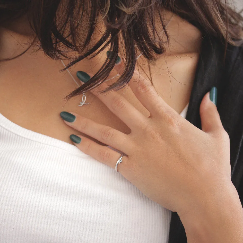 Silver Tone Curved Pinky Ring