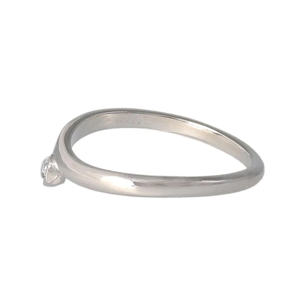 Silver Tone Curved Pinky Ring