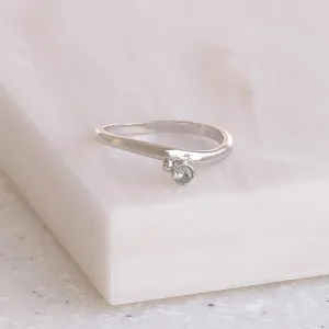 Silver Tone Curved Pinky Ring