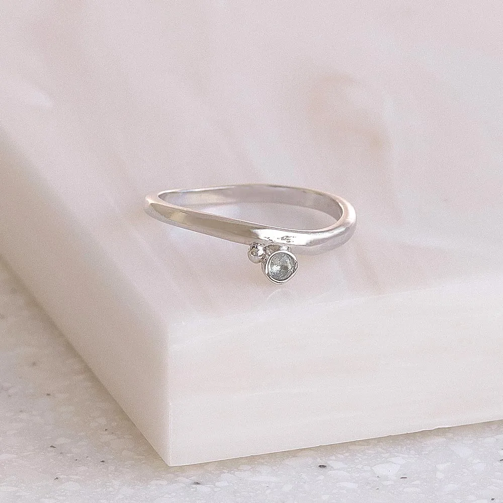 Silver Tone Curved Pinky Ring