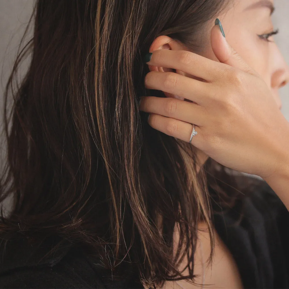 Silver Tone Curved Pinky Ring