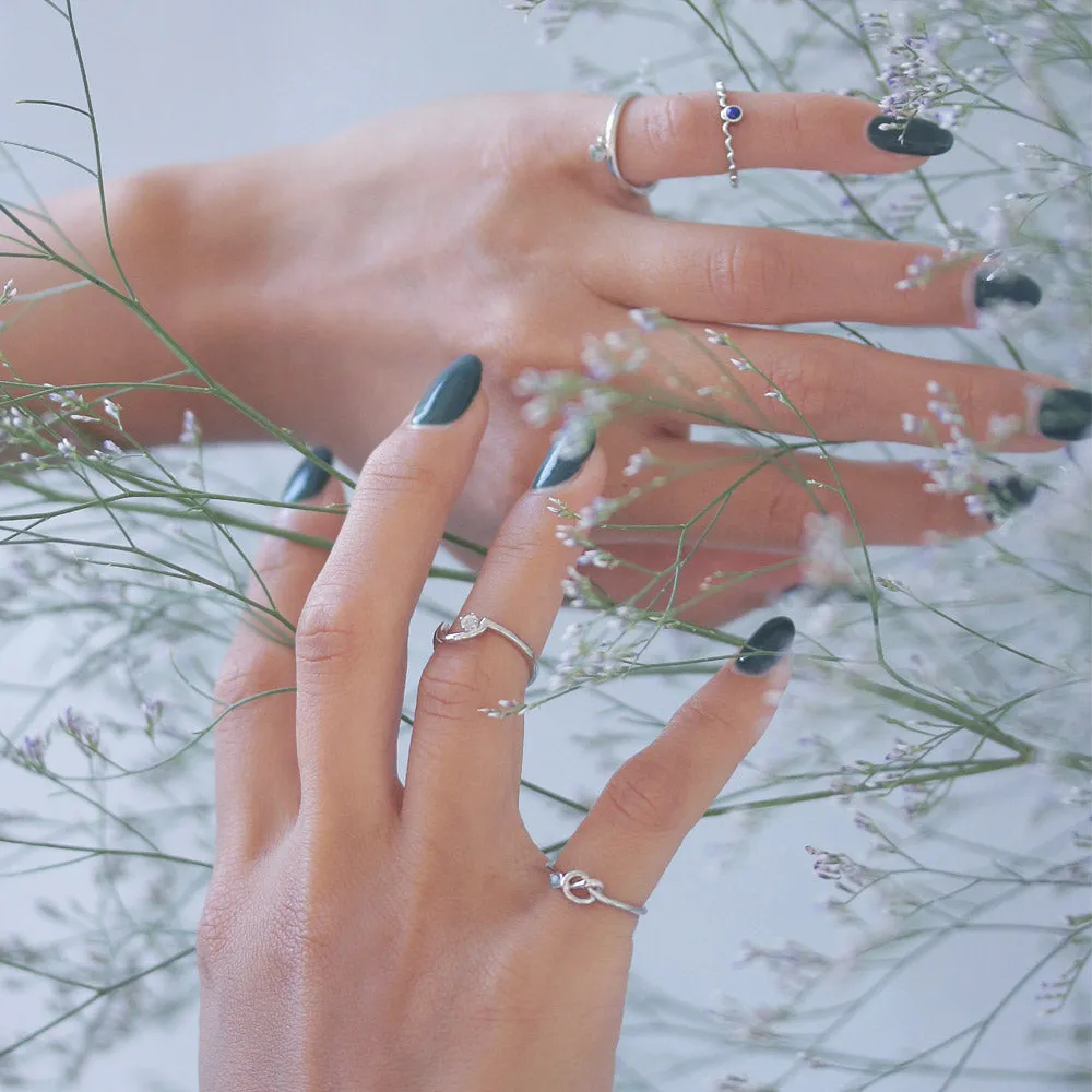 Silver Tone Curved Pinky Ring