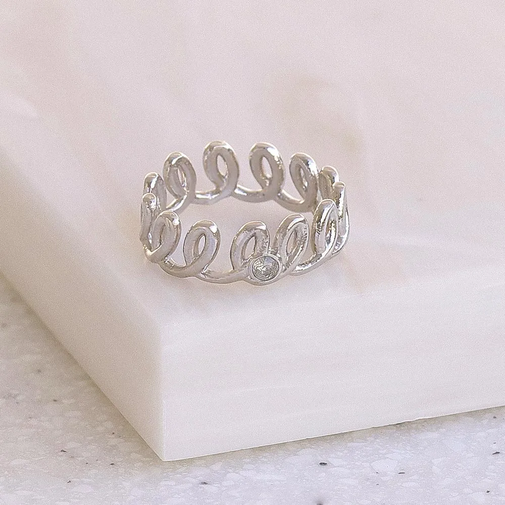 Silver Tone Spiral Pinky Ring