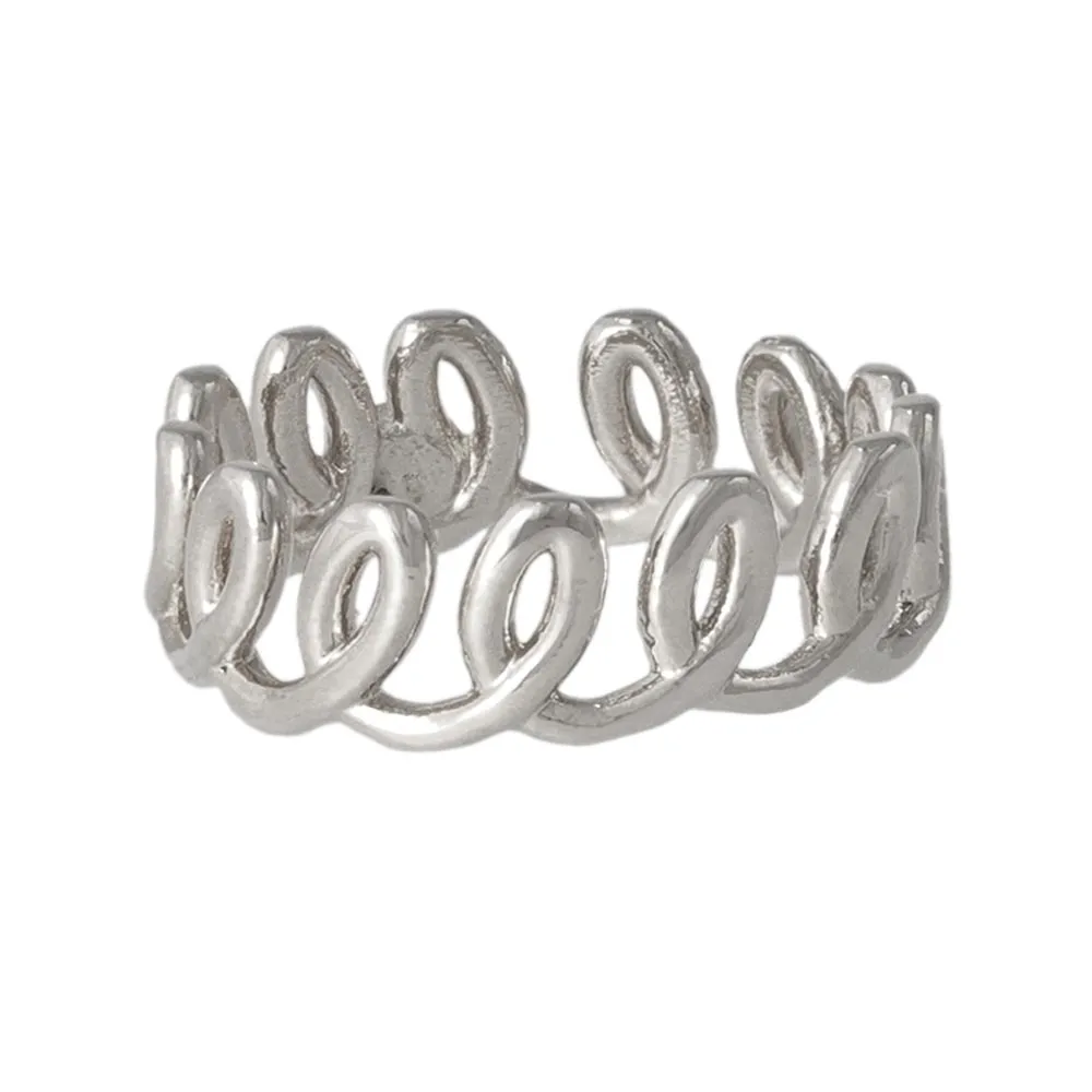 Silver Tone Spiral Pinky Ring