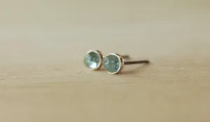 Sky Blue Topaz Bezel Gemstones, Small (Niobium or Titanium Post Earrings)