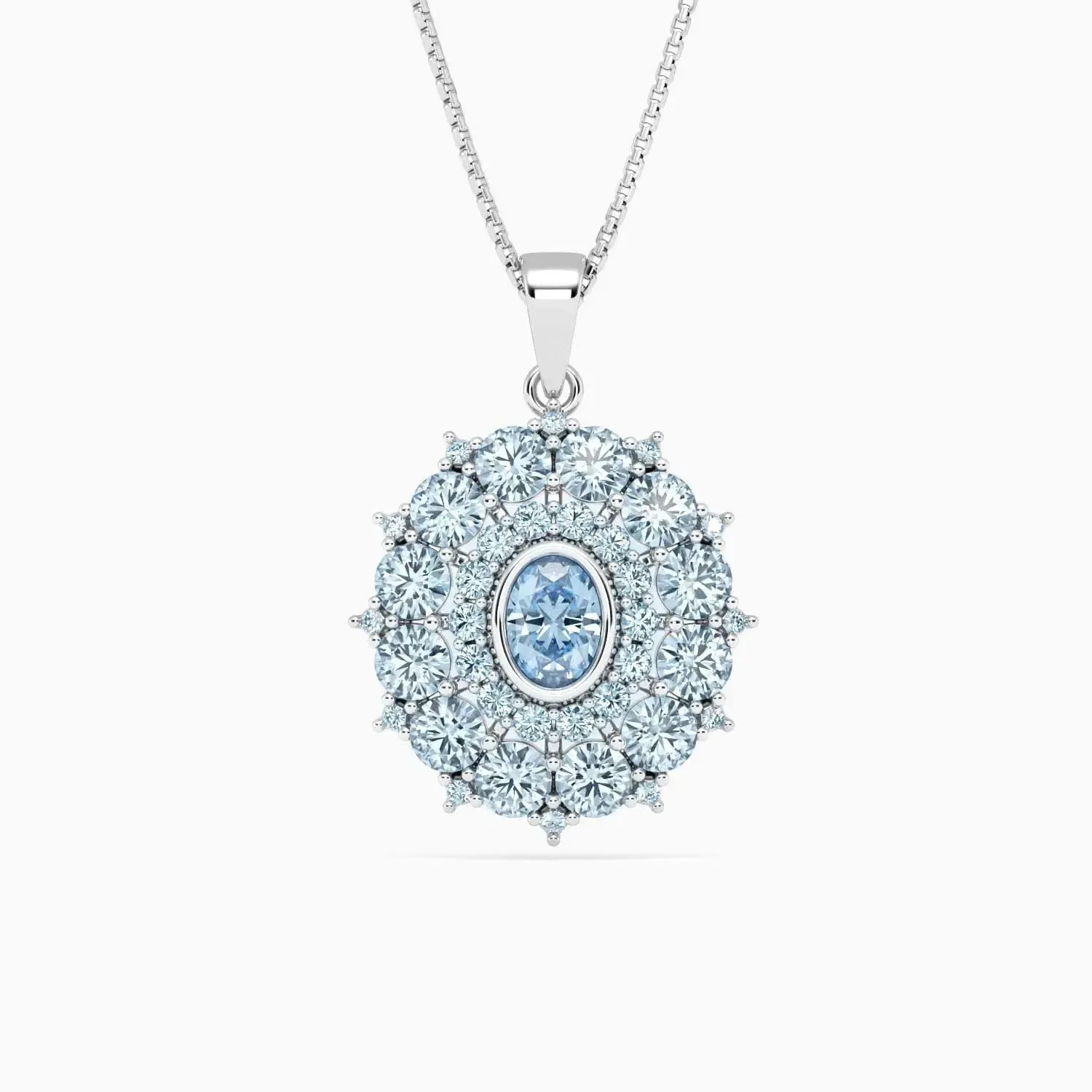 Sky Blue Topaz Cluster Necklace crafted in 925 Silver | Irosk ®