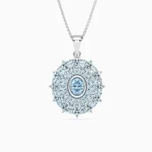 Sky Blue Topaz Cluster Necklace crafted in 925 Silver | Irosk ®