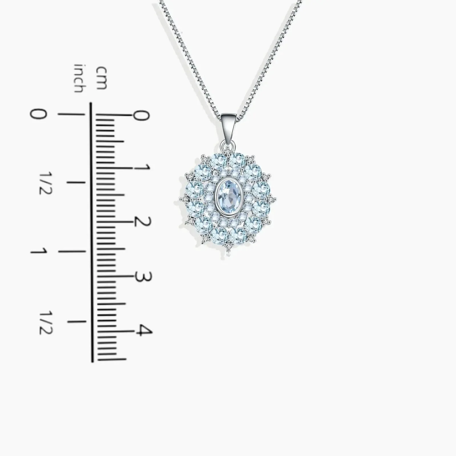 Sky Blue Topaz Cluster Necklace crafted in 925 Silver | Irosk ®
