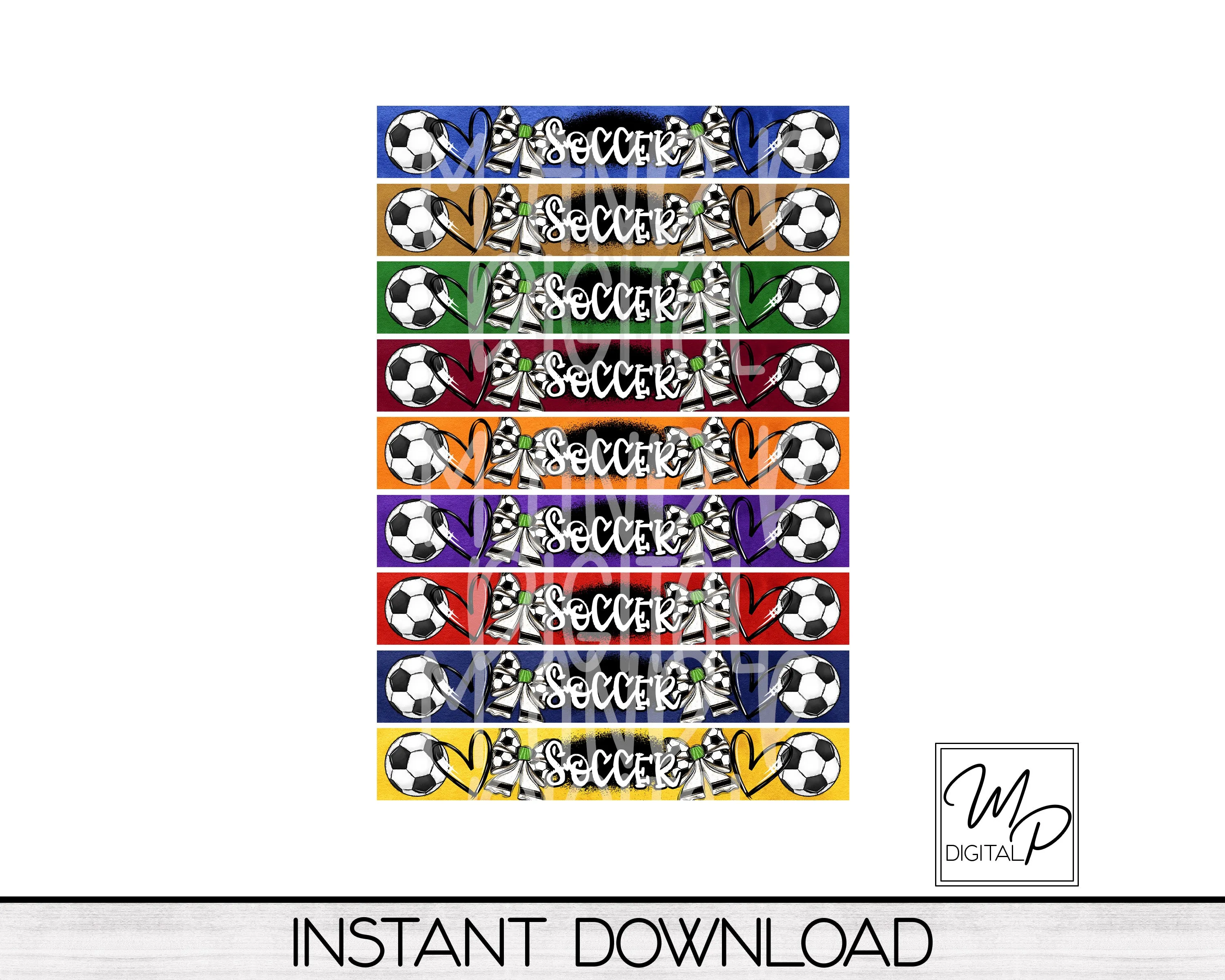 Soccer Team Spirit Acrylic Cuff Bracelet PNG Design for Sublimation, 9 Team Colors, Digital Download