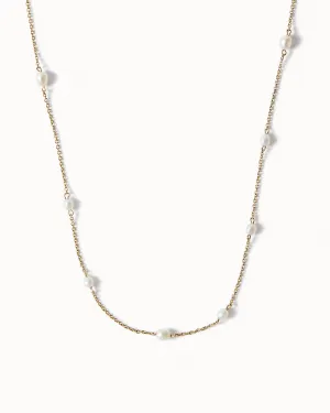 Solid Gold Long Pearl Necklace