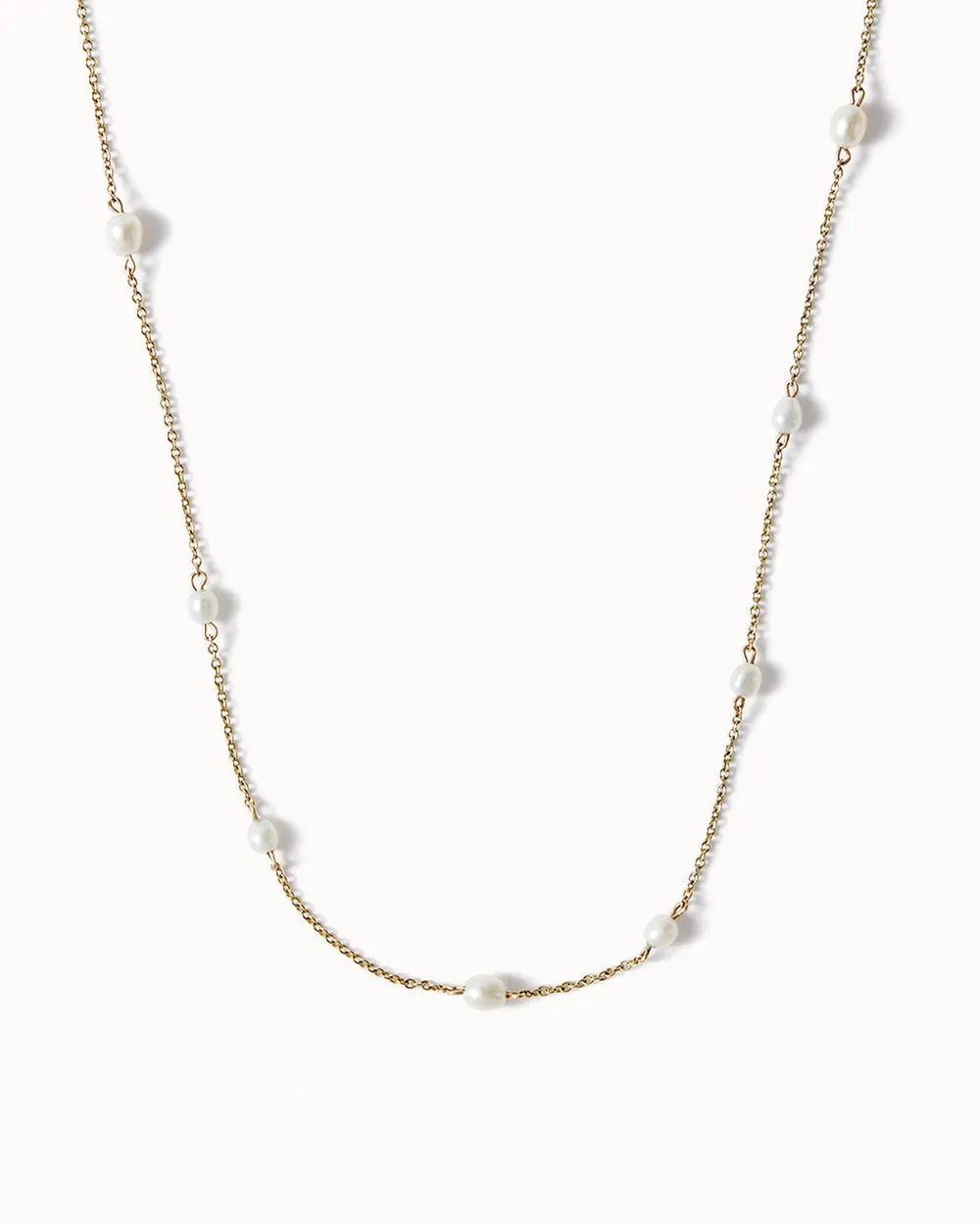 Solid Gold Long Pearl Necklace