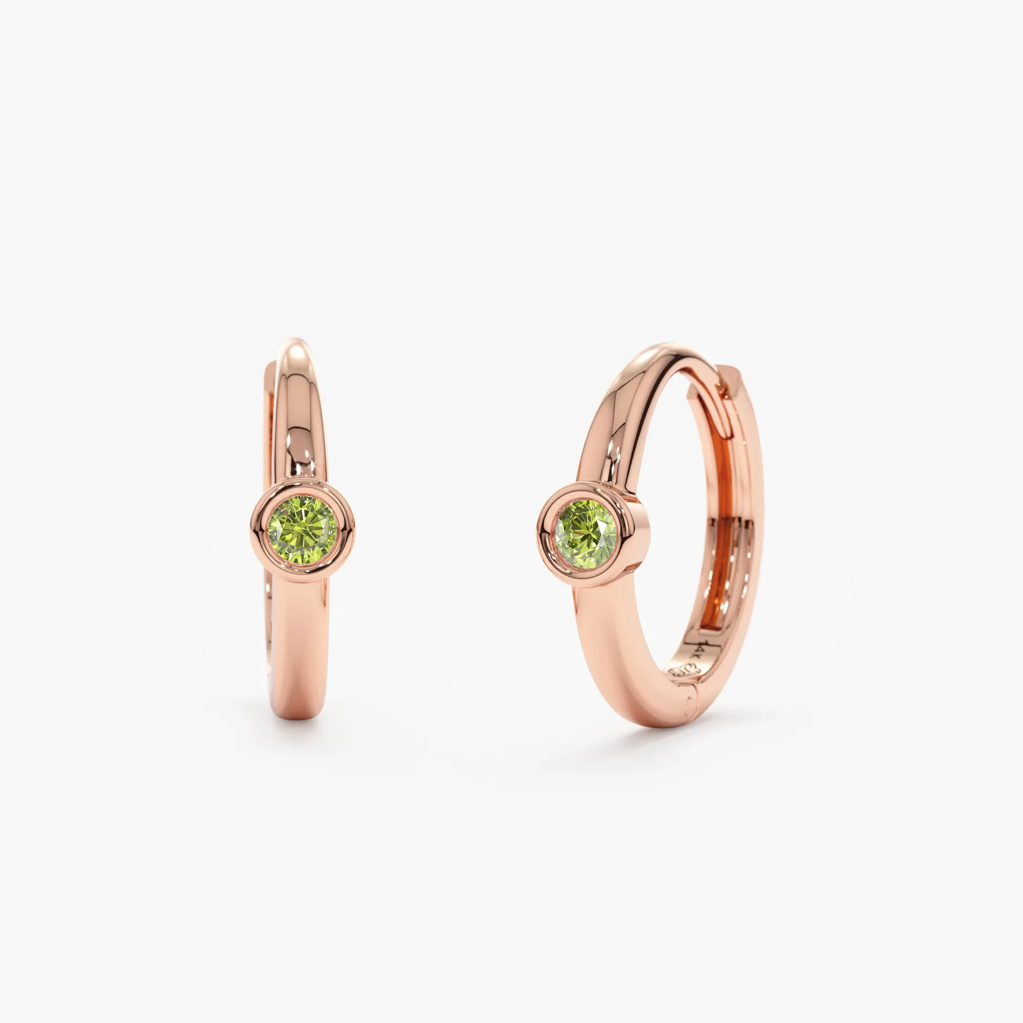 Solid Gold Peridot Huggies, Nina