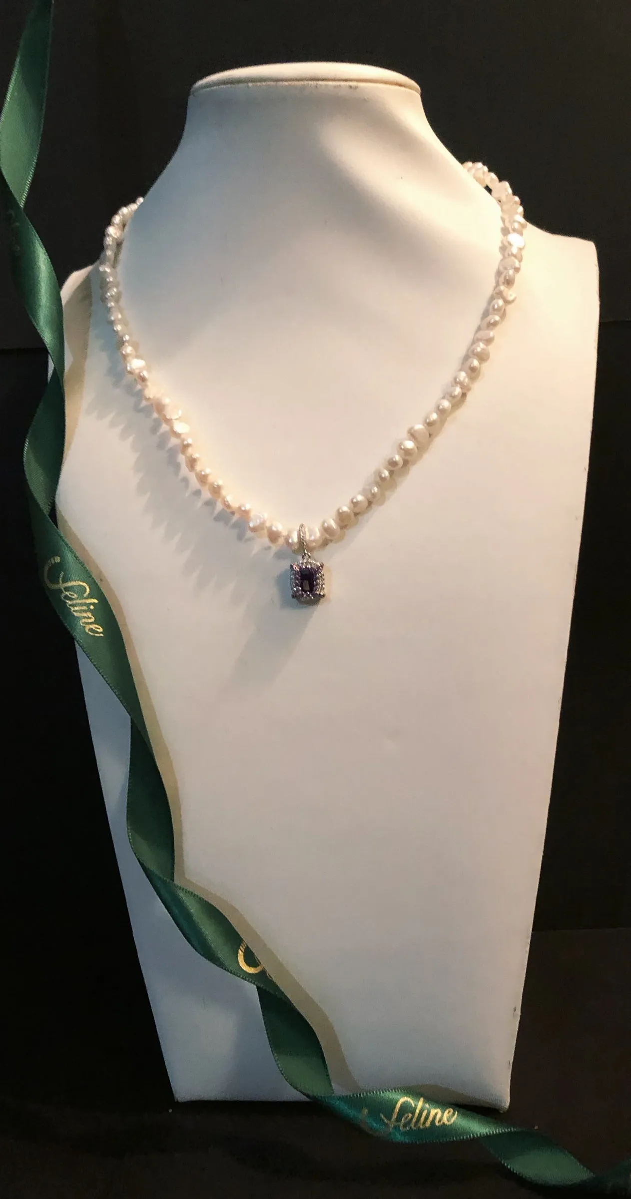 Solomon Pearl   Amethyst Necklace
