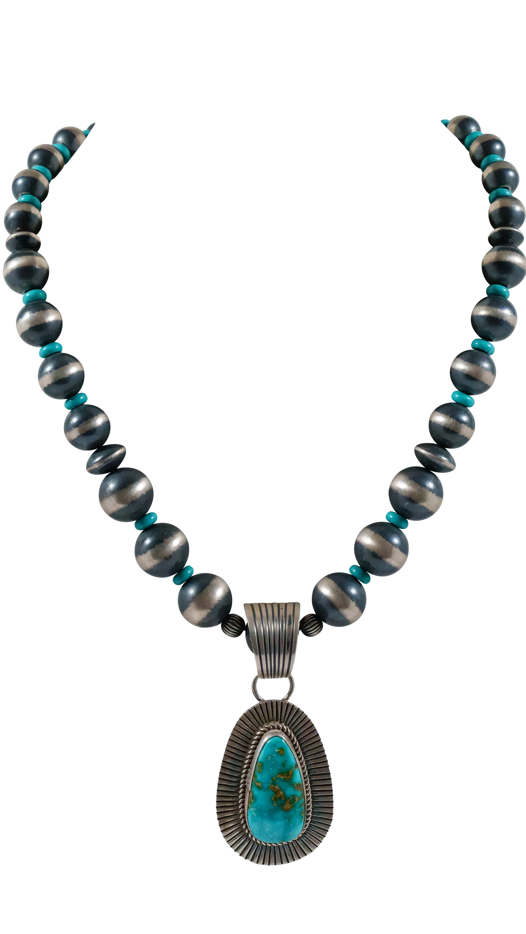 Sonoran Turquoise Pendant & Navajo Pearls Necklace Set | Albert Jake