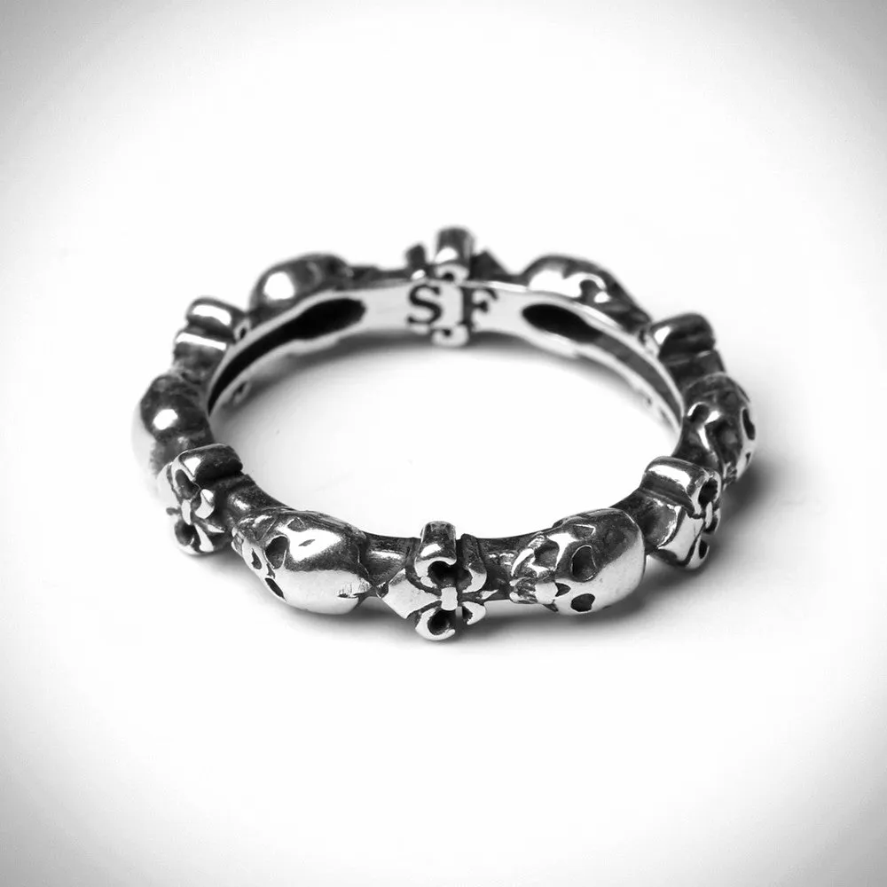 Stackable Skull & Fleur De Lis Ring