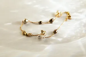 Station Tahitian Keshi pearl Bracelet with Eyelets