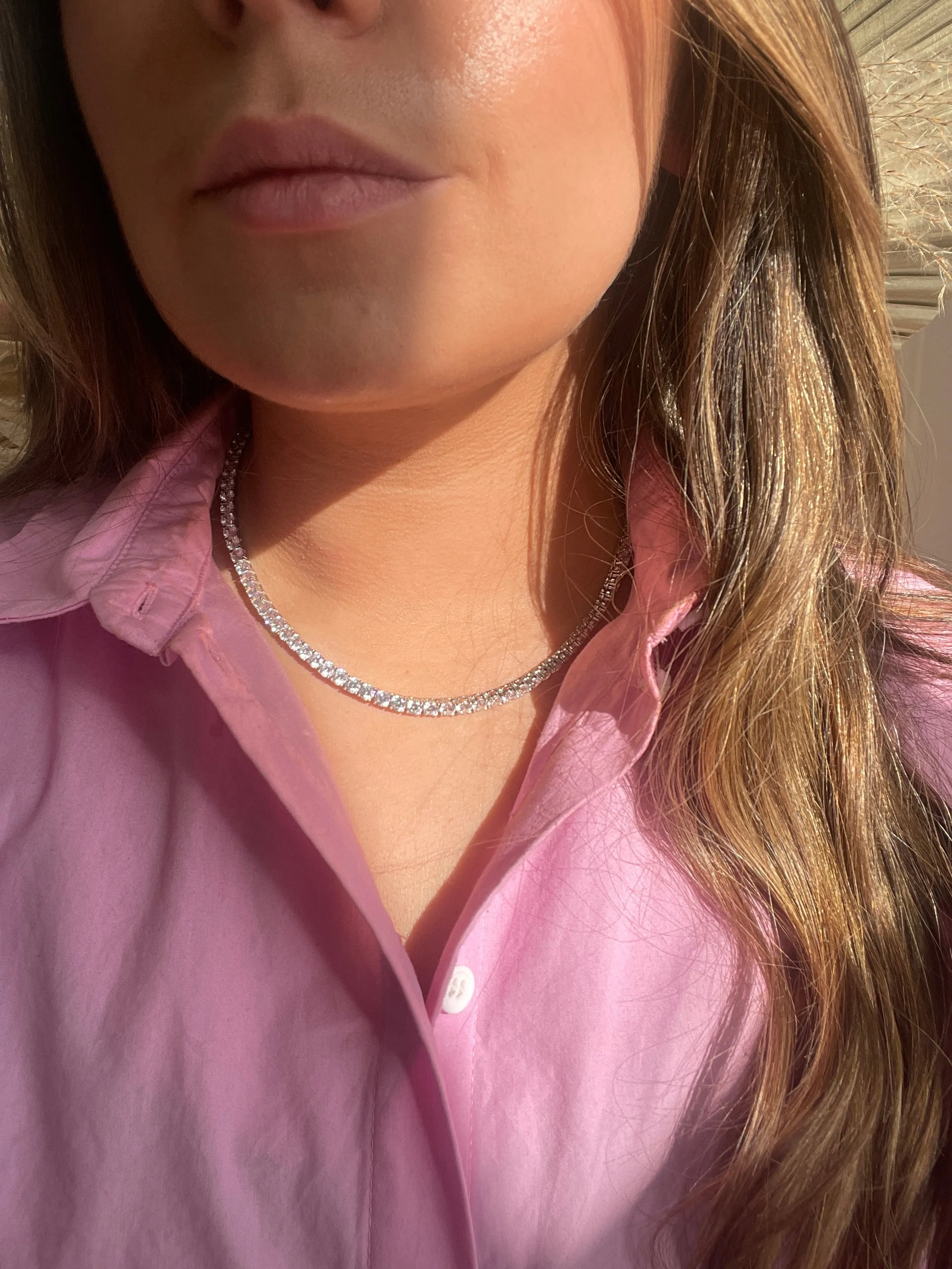 Sterling Silver 4mm Tennis Necklace