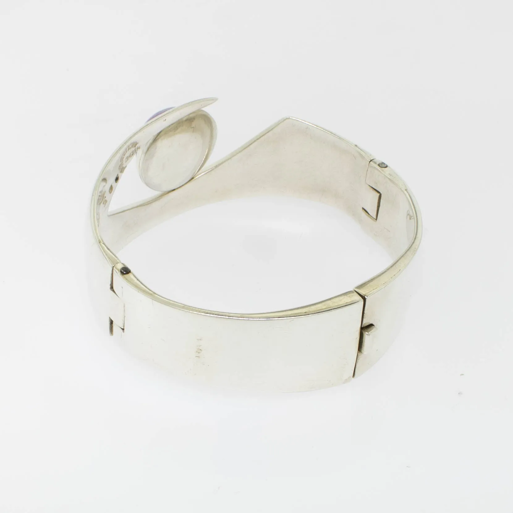 Sterling Silver 6.25" Sigi Taxco Amethyst Bangle Bracelet Preowned Jewelry