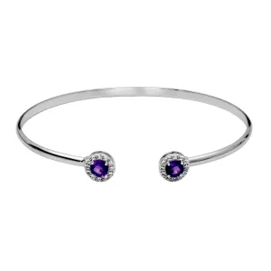 Sterling Silver Amethyst White Topaz Cuff Bracelet